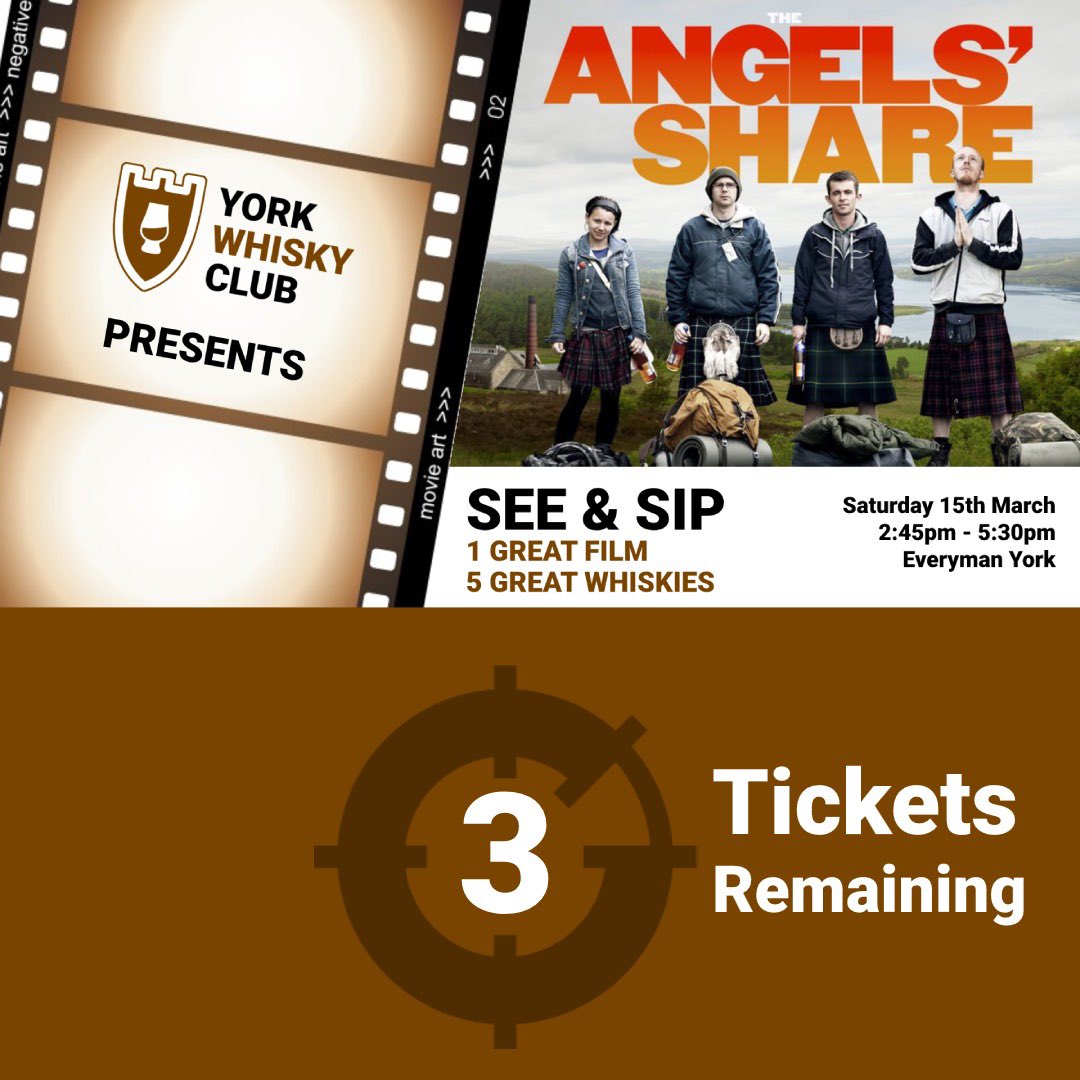 3 tickets left for our unique 🎬+🥃 tasting next Saturday 15th March :-

trybooking.com/uk/EKNR