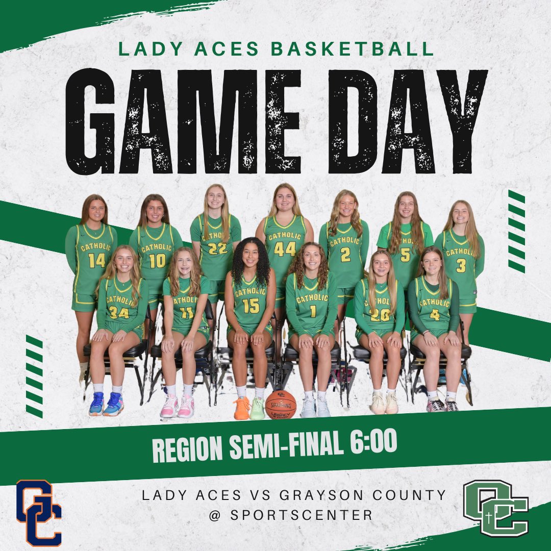 GAME DAY!!!! 💚🤍 

Region Semi-Final tonight at 6:00 vs Grayson Co!  🤩🏀