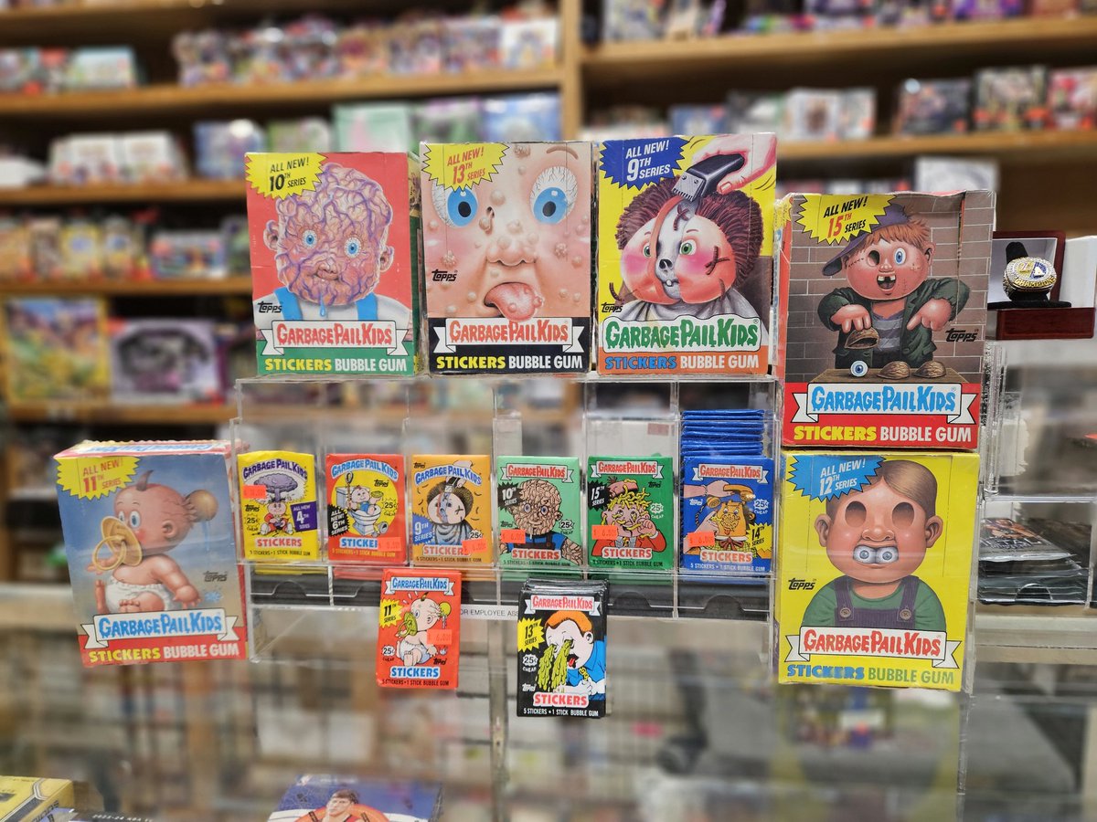 CardboardLord's tweet photo. We have true vintage Garbage Pail Kids in the house!
From boxes to individual packs, come rip some nostalgia with us! 
#garbagepailkids #vintage #nostalgia #thehobby https://t.co/uGL9JMCtRR