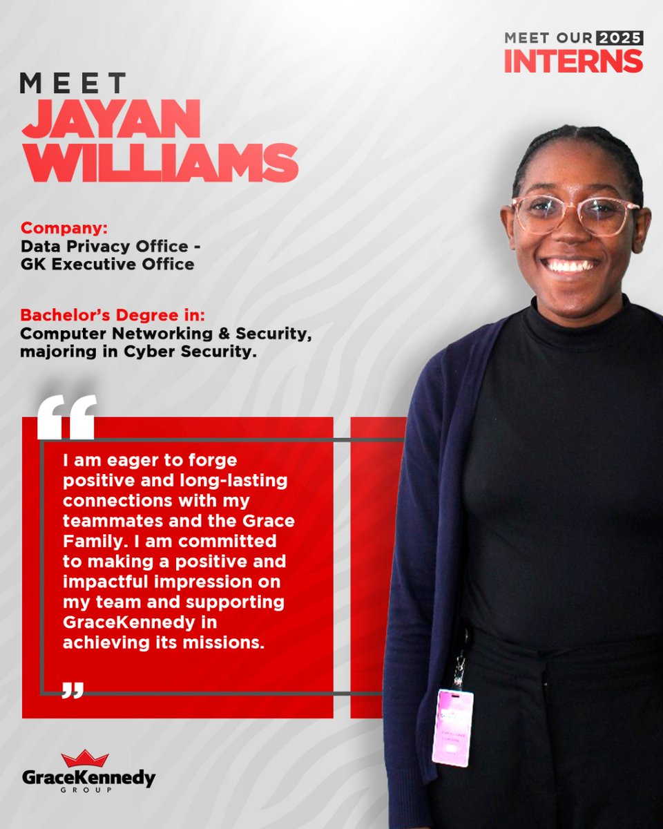 GraceKennedyGrp's tweet image. Meet our 2025 GK Interns! We&apos;re excited to have them on board and look forward to seeing them #UnlockingValue and #UnleashingGreatness across the GK Group!  #WeAreGraceKennedy
