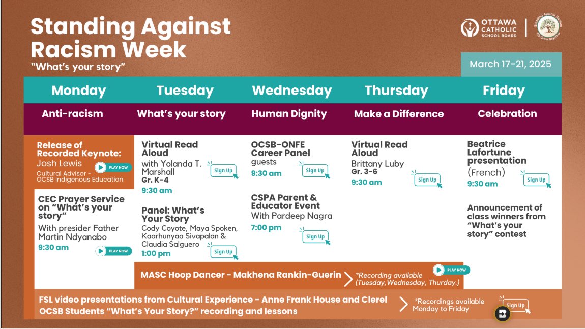 Dan Hoang (@mrhoangocsb) on Twitter photo Sign up your classes for amazing presenters during March 17-21 for Standing Against Racism Weekπ #ocsb <a href="/ocsbequity/">@OCSBEquity</a>
sites.google.com/ocsb.ca/ocsb-eβ¦ Sign up your classes for amazing presenters during March 17-21 for Standing Against Racism Weekπ #ocsb <a href="/ocsbequity/">@OCSBEquity</a>
sites.google.com/ocsb.ca/ocsb-eβ¦