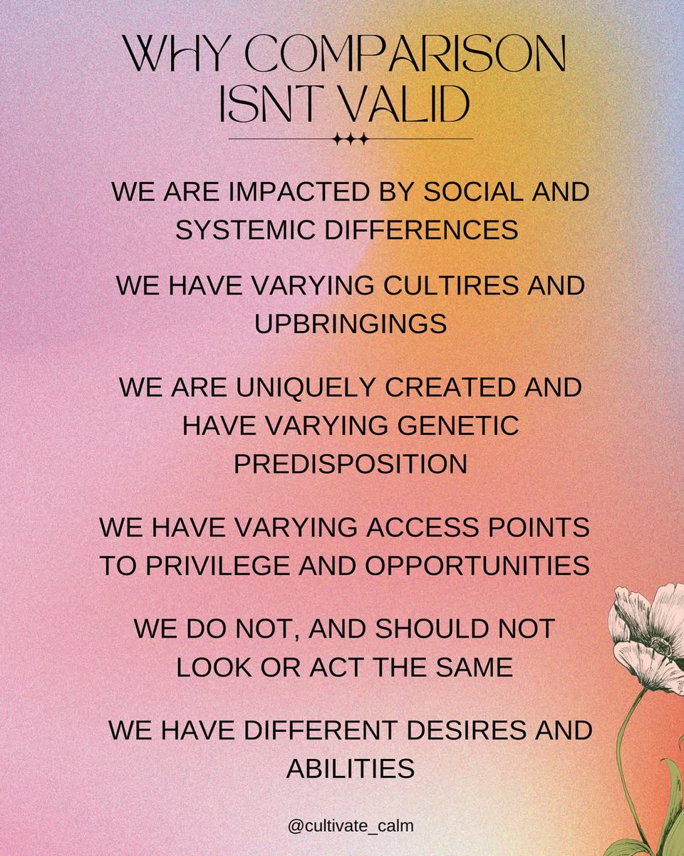 A beautiful reminder from our community member, @cultivate_calm, on why we shouldn’t compare ourselves to others.