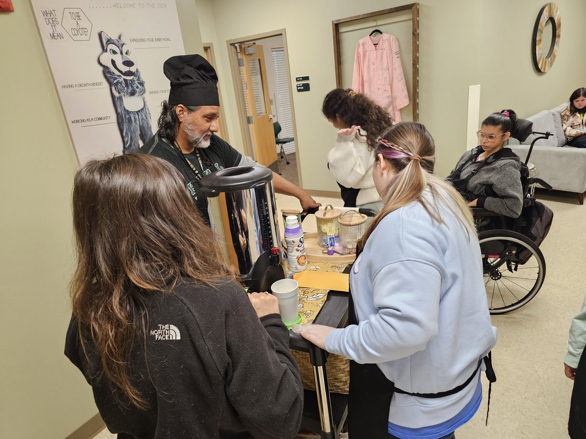 Love seeing our JPTS students delivering coffee to our staff and working hard at their new Caffeinated Coyotes business!
