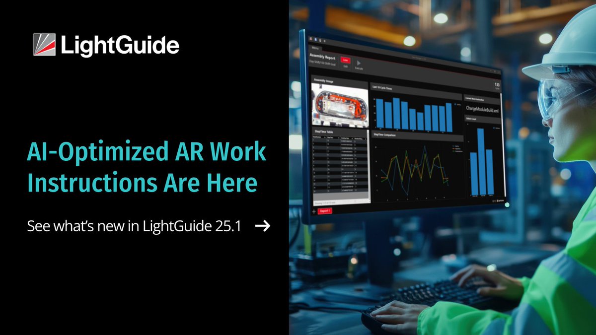 AI-powered analytics? On-demand video capture? Automated reporting? Check out the next-level features that make LightGuide 25.1 our smartest release yet, and learn how we're ushering in a new era of intelligent AR work instructions. bit.ly/3OoHoZy