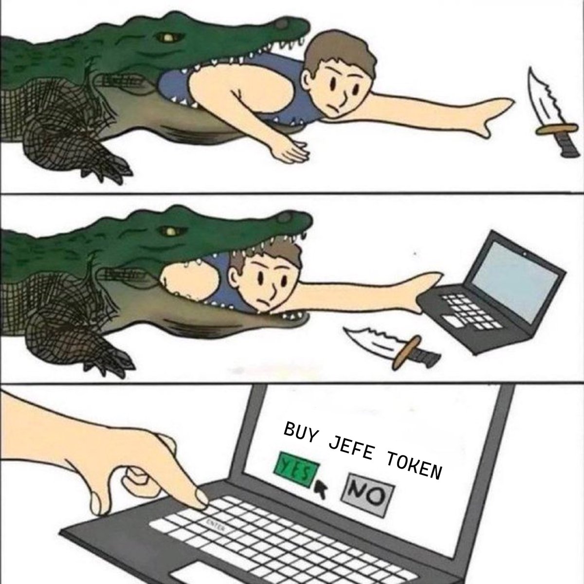 JefeTOKEN's tweet photo. 🚨 When life’s got you in a chokehold, but you’re still chasing the next big crypto moonshot 📈💸 #JEFEtoken #CryptoHustle #Priorities #MemeCoinMadness 🐊💻 $JEFE $Sol https://t.co/h3Nl5PCbW5