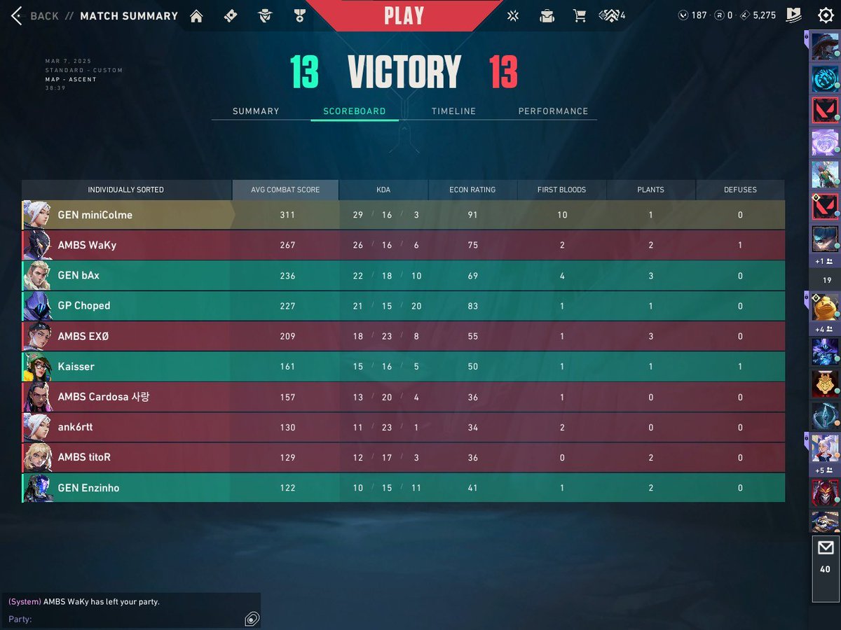 Perdemos en 4 ronda mejoramos el performance respecto a la otra semana con otro stand-in, a ver si podemos cerrar roaster y empezar full🫡.