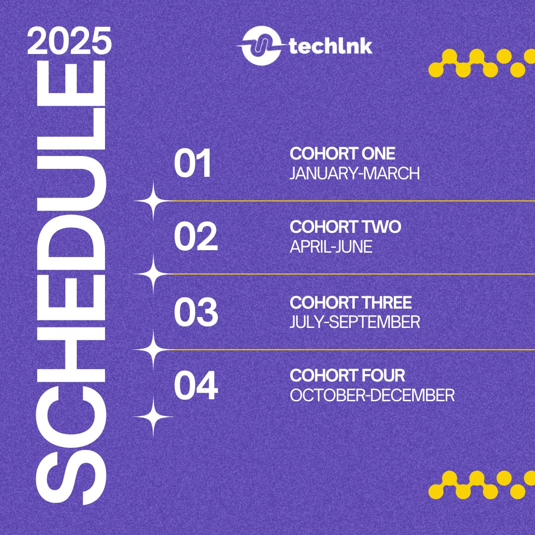 techlnklabs's tweet photo. Ready to upskill? Techlnk 2025 Cohort Two (April–June) is your chance to dive in! Don't miss the opportunity to learn, grow, and connect. Apply now and be part of the innovation! 
Reach us at hello@techlnk.org https://t.co/yTR1RyxEaE