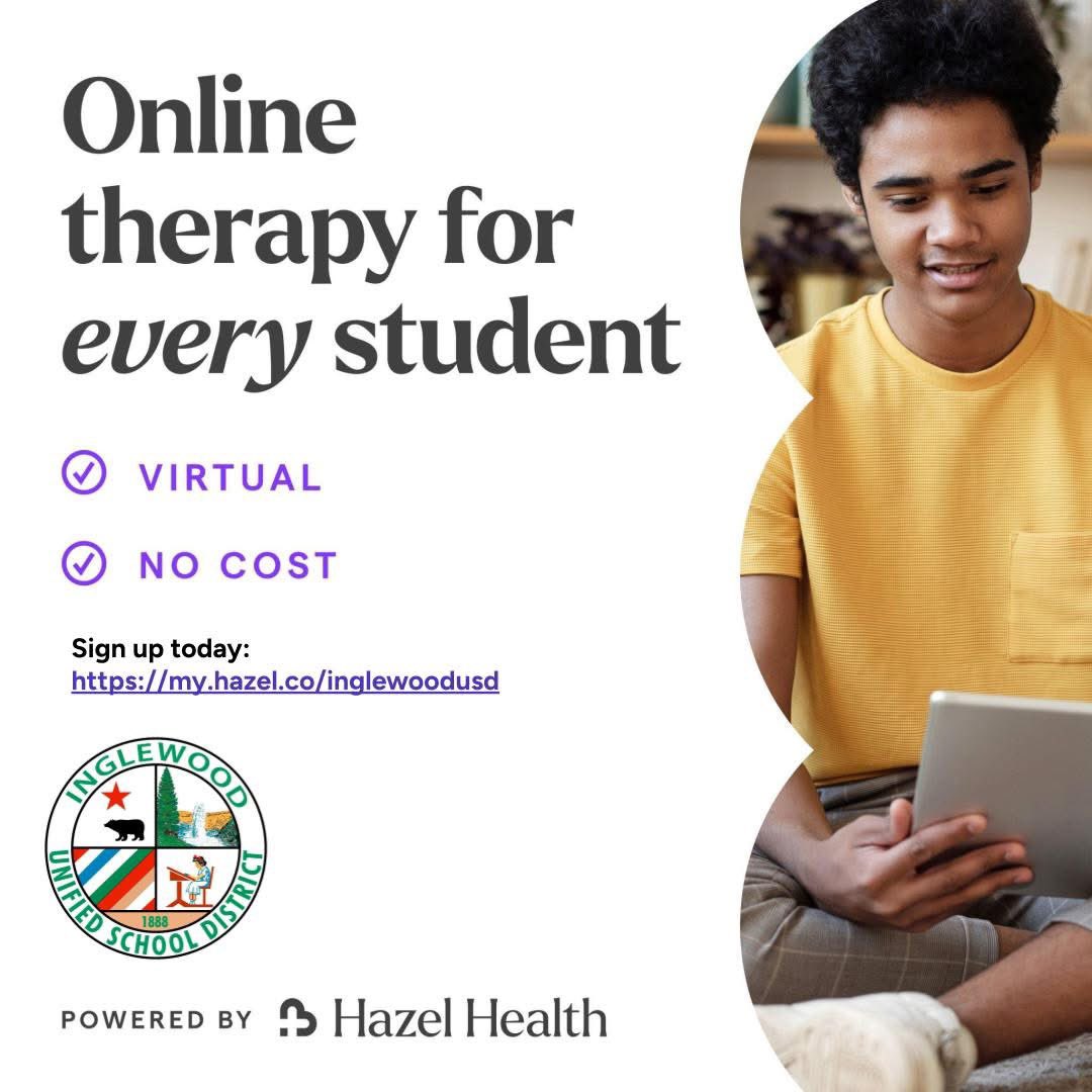 INGUSD's tweet photo. Our District has partnered with Hazel Health to offer free bilingual therapy to students in over 19 languages. Visit the link below to learn more: https://t.co/dB6L7fOEWi https://t.co/neb41e44dh