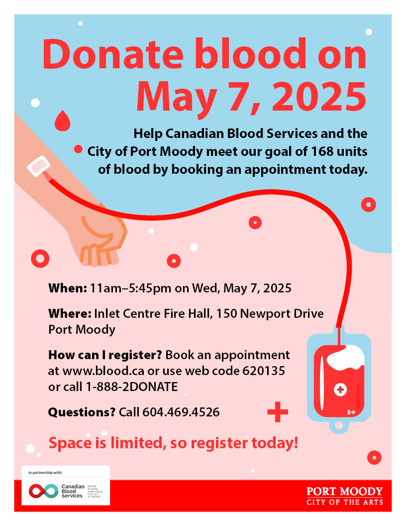 Save the Date Port Moody!!! 

Join Port Moody Fire at our annual Blood Donor Clinic on May 7, 2025.  Book your spot now, as we are already 36% full!  

If that date doesn't work for you, there are many other clinics available at blood.ca

#itsinyoutogive
