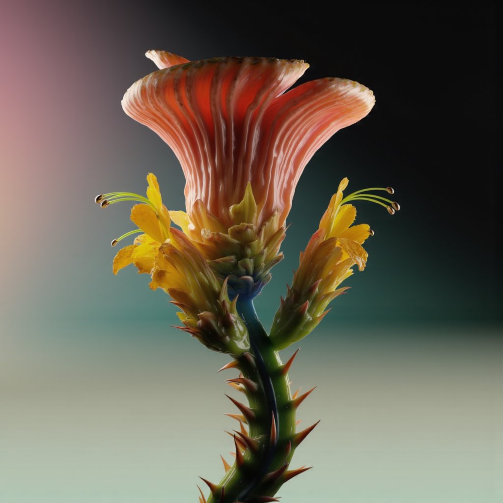 JonathanZawada's tweet photo. Playing around with @KaiberAI Superstudio canvas, I trained some LORAs on my flower and Fisherian Runaway mushroom works. super organic UI with lots of models and modes all in the one infinite node board workspace. If you like ComfyUI you might like it too https://t.co/Nsw00F68T9
