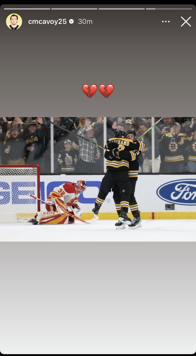 Charlie McAvoy's IG story 💔😔