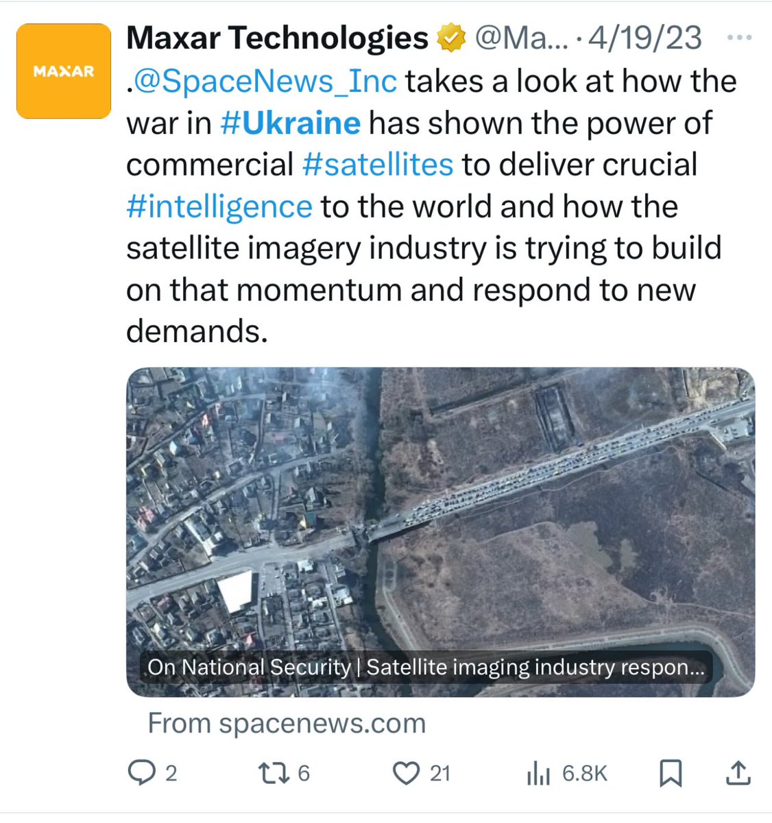 Wende🎗️🐝 🏴☠️ (@wendehopes) on Twitter photo <a href="/Maxar/">Maxar Technologies</a> As you said below, you know how crucial your service is for Ukraine. Hopefully some of your other customers make their own decisions to share the critical intel with Ukriane now that the US is backing ruzzia. <a href="/Maxar/">Maxar Technologies</a> As you said below, you know how crucial your service is for Ukraine. Hopefully some of your other customers make their own decisions to share the critical intel with Ukriane now that the US is backing ruzzia.