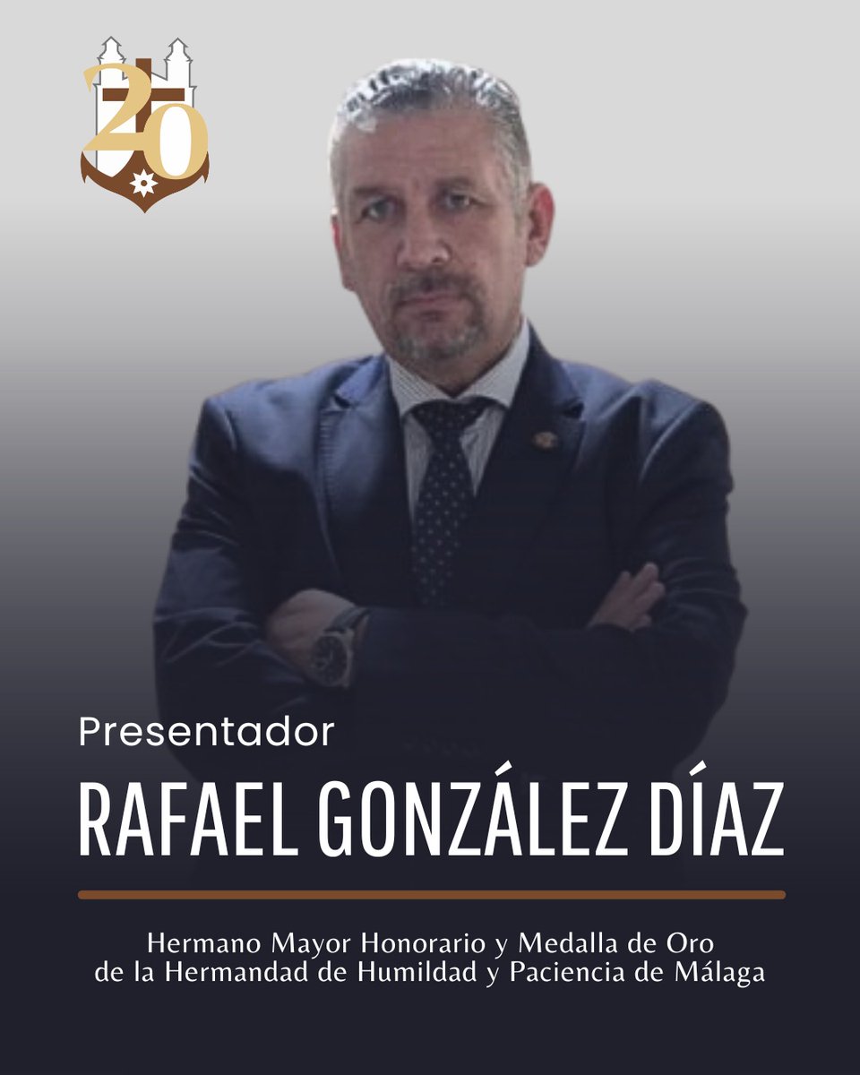𝐆𝐀𝐋𝐀 𝐃𝐄 𝐀𝐍𝐈𝐕𝐄𝐑𝐒𝐀𝐑𝐈𝐎 | Nos complace informar que D. Rafael González Díaz, Hermano Mayor Honorífico y Medalla de Oro de la Hermandad de Humildad y Paciencia, será el presentador de nuestra Gala de XX Aniversario.

#SuenaElCarmen⚓
#ElCarmenXXAniversario