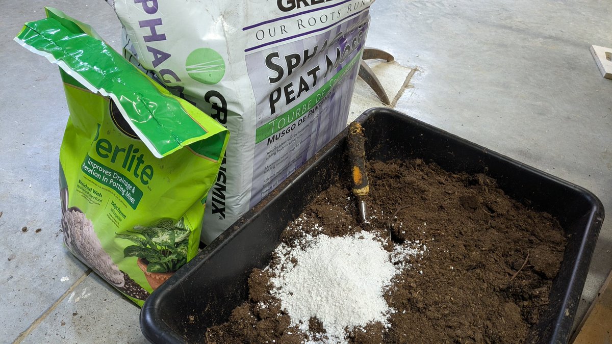 Save yourself some money by making your own seed starting mix!  These bags of peat moss and perlite plus organic fertilizer were plenty to fill 8 seed trays!
