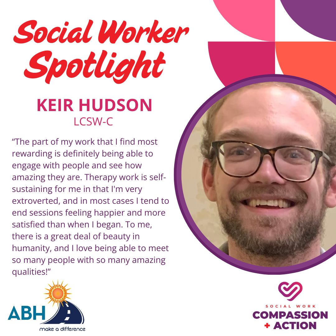 AdvancedBh's tweet image. Meet Keir Hudson, one of our dedicated therapists, sharing what makes his work so rewarding! Social work is all about connection, growth, and seeing the beauty in every individual.
#therapy #socialwork #swm2025 #compassion #action #socialworker #maryland #mentalhealth