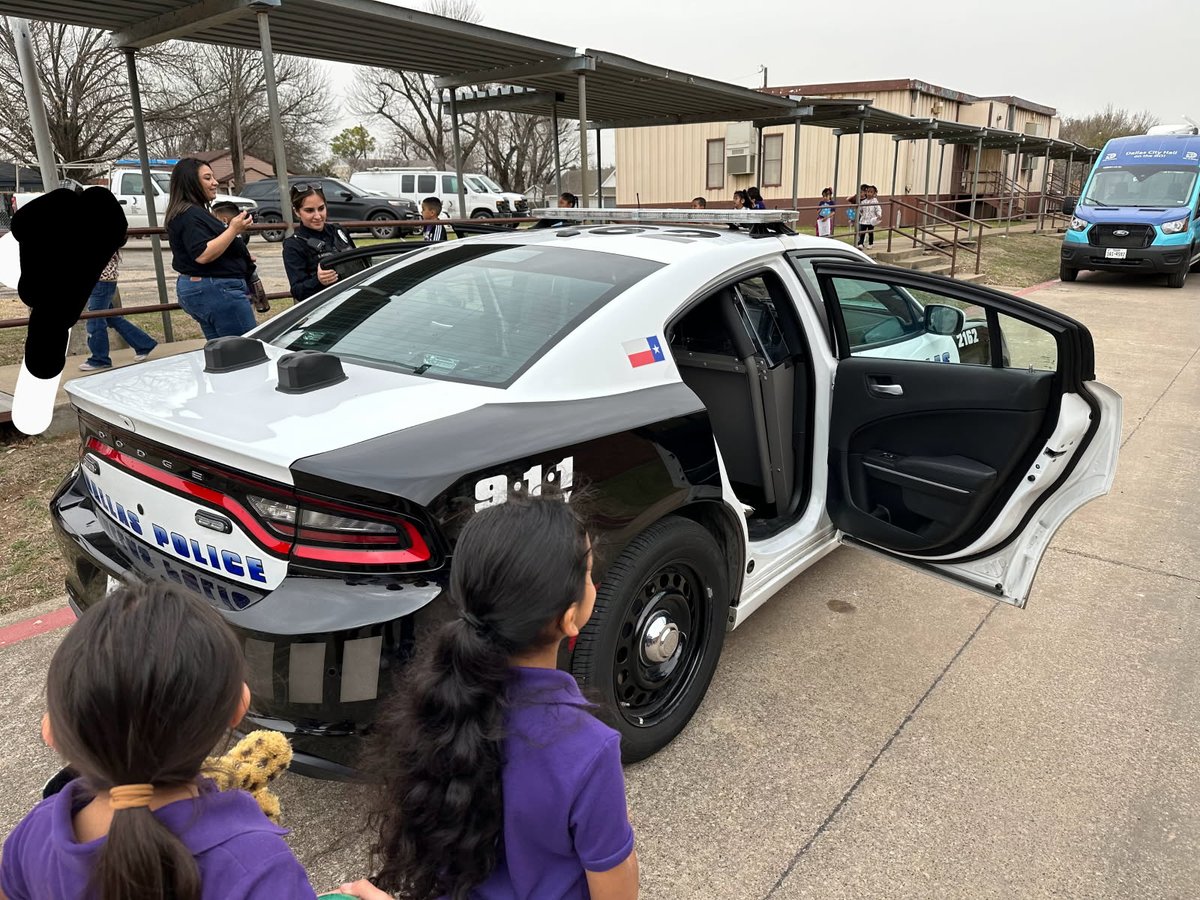 Officer Lopez-Villa enjoyed a fun race with the students at Bishop Arts Stem Academy &amp; Officer McNelly gave a squad car presentation at Cowart Elementary