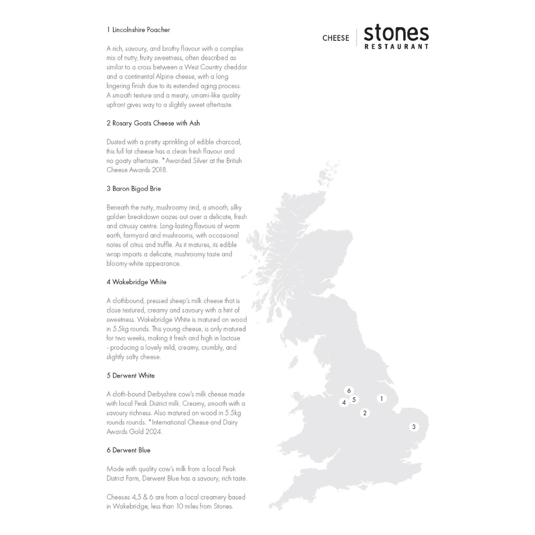 🧀 We've given our cheese board a little bit of a (local) makeover to include some wonderful offerings from nearby Wakebridge Manor Creamery - Derwent White, Derwent White and Wakebridge White. 

There's Rosary Ash Goats, Lincolnshire Poacher and Baron Bigod Brie too...