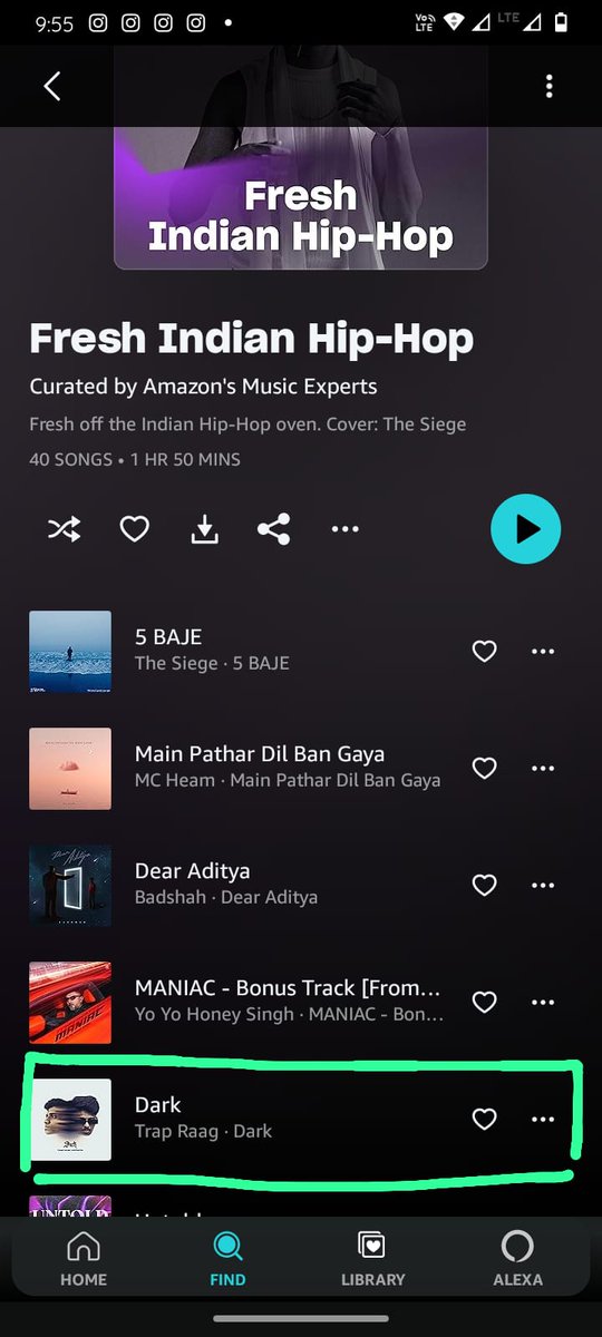 RaagTrap's tweet photo. Also, my recent release, "Dark," reached 5th position on Amazon Music's Fresh Indian Hip-Hop playlist. This is a huge achievement for Tulu music. https://t.co/e0c0Z3lpA1