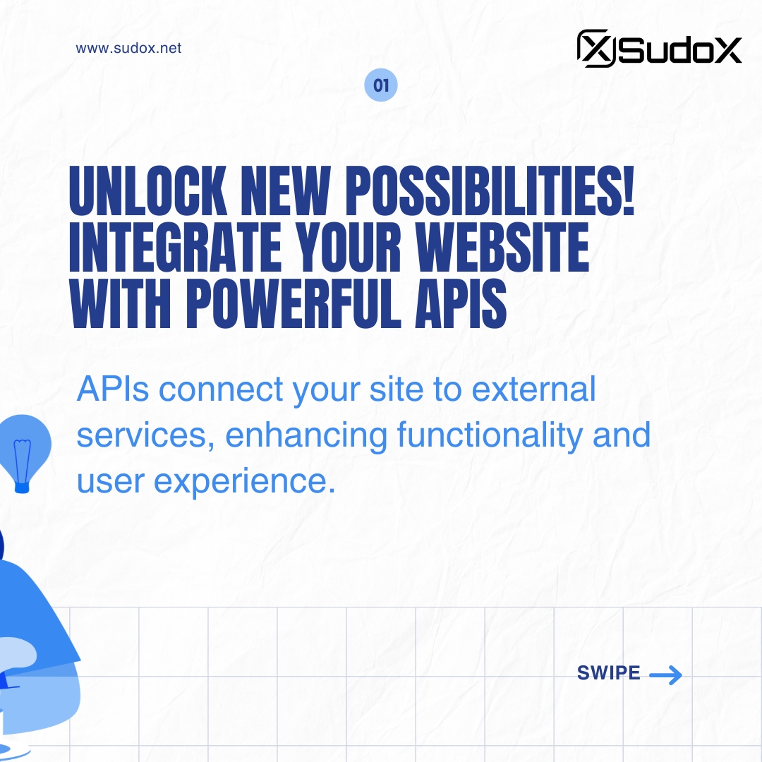 SudoXLLC's tweet image. APIs are the secret sauce to unlocking advanced functionality on your website. Swipe through to learn how they work and why you need them!

Which API integration would benefit YOUR business the most?

 #APIintegration #APIbenefits #webdevelopment #APIs