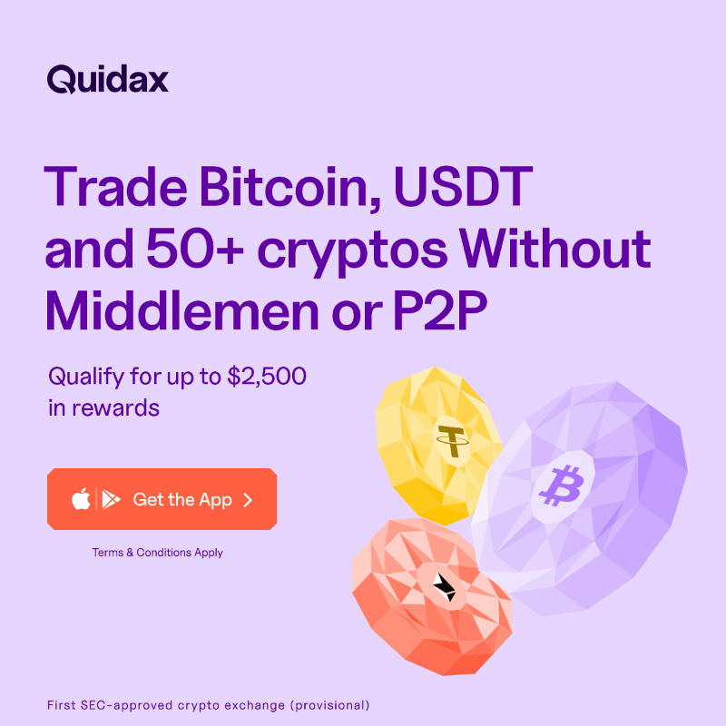 QuidaxGlobal's tweet photo. Earn up to $2,500 in rewards when you sign up on Quidax! 🤑💰

Deposit Naira from your bank and instantly trade Bitcoin, USDT, and 50+ cryptos.

Sign up today!