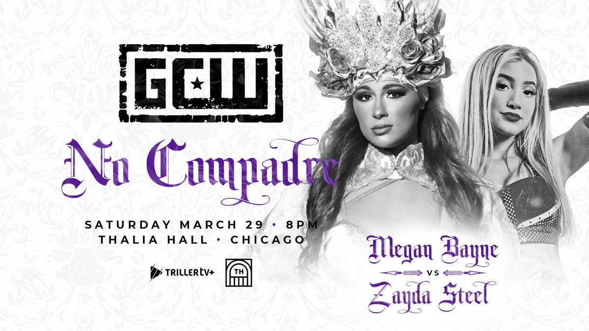 GCWrestling_'s tweet image. GCW returns to CHICAGO on Saturday, March 29th!

Already Signed:
Effy vs Microman
Megan Bayne v Zayda Steel
Gringo Loco v Atticus Cogar
Matt Tremont v Mance Warner
Jack Cartwheel v Dante Leon
Dr Redacted
Brooke Havok
+more

Get Tix:
ticketweb.com/event/game-cha…

Watch LIVE on @FiteTV+
