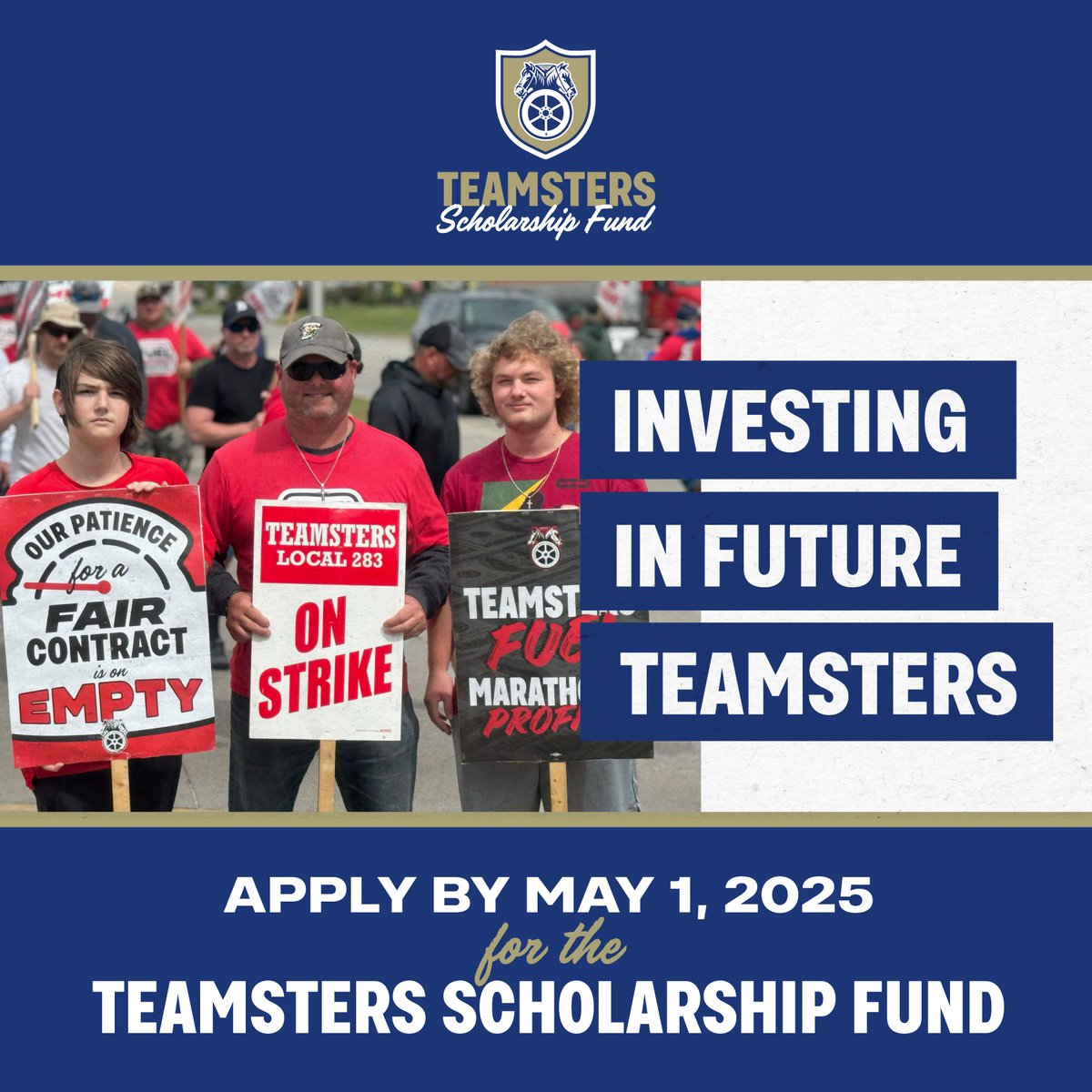 Teamsters's tweet photo. Apply today for the 2025 Teamsters Scholarship Fund!

High school seniors of the Class of 2025 who are the financial dependent of a Teamsters member in good standing are encouraged to apply for the scholarship by May 1, 2025. Scholarships will be available for use towards a four-year college or university and training or vocational programs that are related to work in a Teamsters-represented industry, class, or craft.

Apply now: https://t.co/W9TglF14Zh
