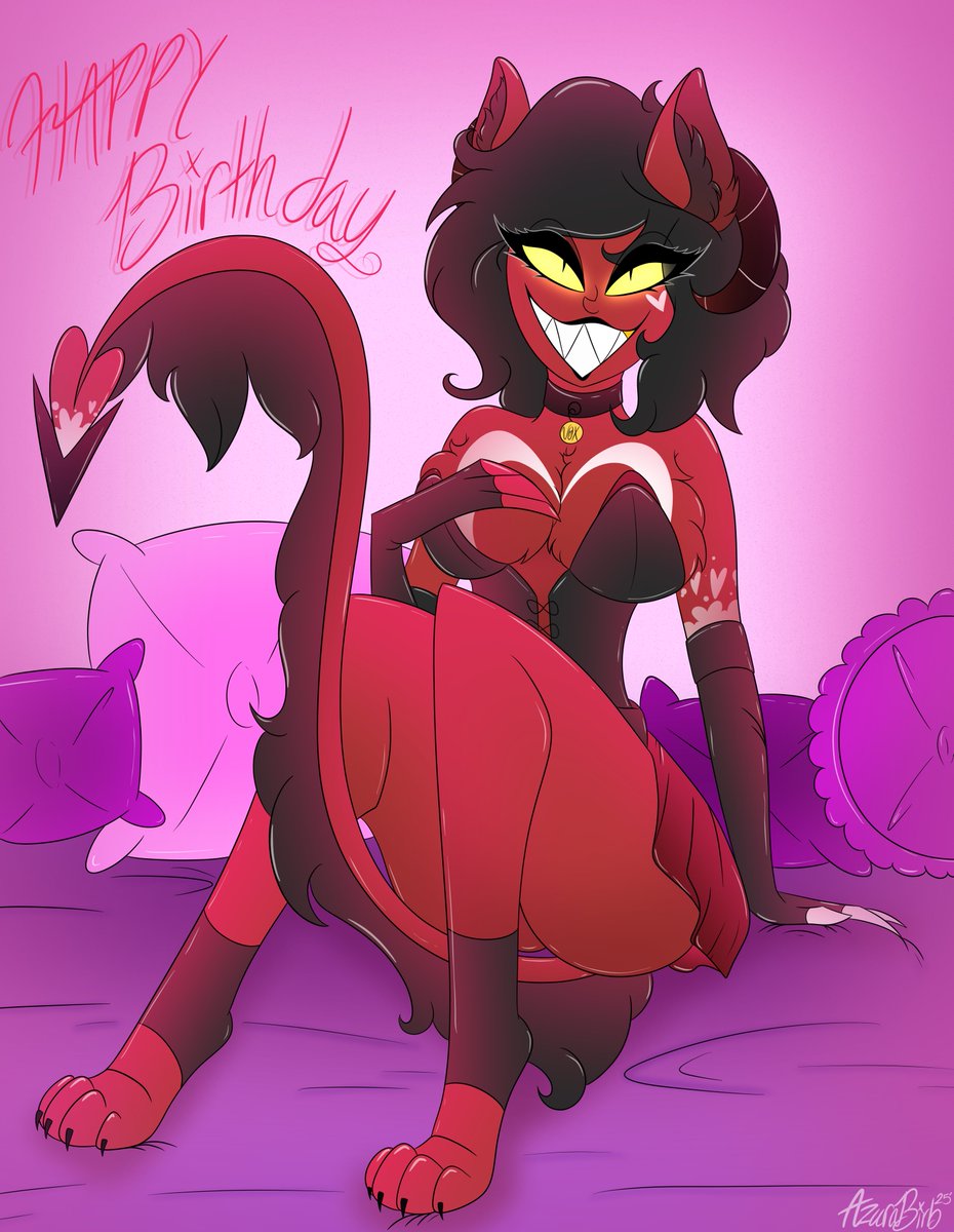 Happy birthday to the best partner in the entire world~ <a href="/anxiousaftrdark/">🔞✨Gabriel✨</a> !! You are the light of my life and I can’t wait to annoy the shit out of you all day today 💜 hope your ready for the birthday spankings ;D (art by me, pose from clip studio)