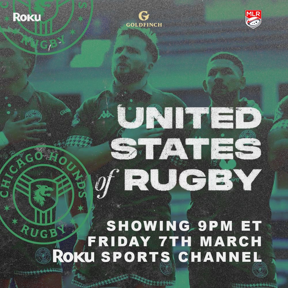 The United States of Rugby – Episode 3: Release The Hounds premieres TONIGHT at 9 PM ET on the Roku Sports Channel, with replays at 10:30 AM tomorrow and 1:30 PM on Sunday! 🏉🐺
#UnitedStatesOfRugby #MLR #ChicagoHounds #Docuseries #Roku
