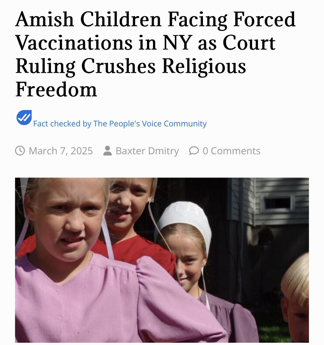 New York’s Vaccine Mandate: A Shameful Betrayal of Religious Freedom for Big Pharma Profits!

New York’s recent actions against the Amish community—upheld by the Second Circuit on March 3, 2025—represent a disgraceful assault on religious liberty, driven by the state’s cozy