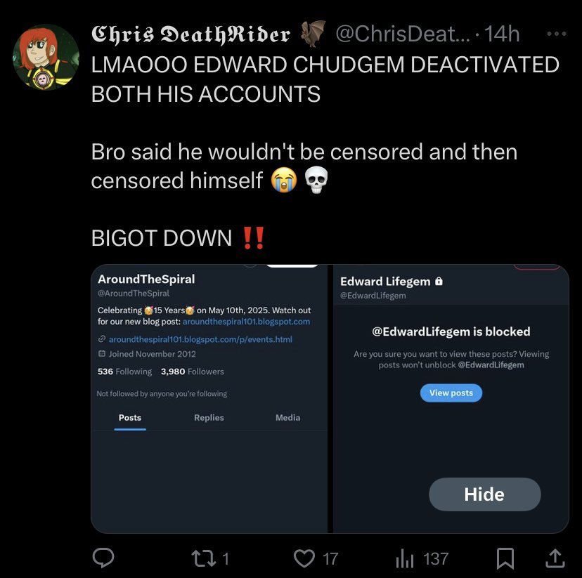 WizardToby101's tweet photo. @Zaltithemirror There’s a way to disagree with takes you don’t like that don’t involve bullying, harassment, and name calling.
Many were able to do that and they’re not the problem. The kind of behavior in this screenshot is what I am NOT ok with. https://t.co/JVh0az2sdy