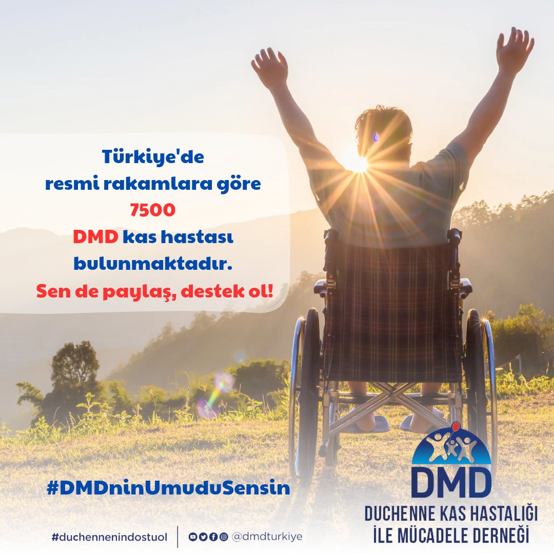 <a href="/DMDTurkiye/">DMD Türkiye</a> DMD ilerleyici bir kas hastalığıdır ve her geçen gün çocuklarımızın kasları zayıflıyor. ABD ve Avrupa’da onaylı ilaçlar ödeme kapsamında, ancak Türkiye’de değil! 

Bu çocuklar için adım atılmalı!

<a href="/saglikbakanligi/">T.C. Sağlık Bakanlığı</a>
<a href="/drmemisoglu/">Prof. Dr. Kemal Memişoğlu</a>
<a href="/suayipbirinci/">Doç. Dr. Şuayıp Birinci</a>

 #DMDninUmuduSensin