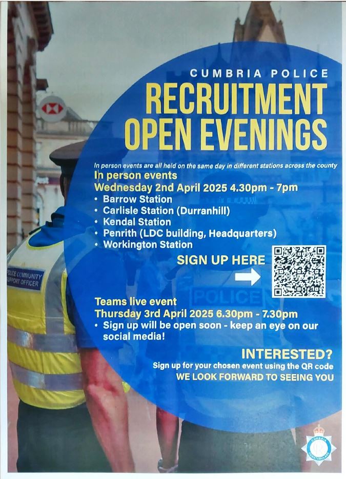 🚔 Interested in a career in policing? 🚔

Carlisle Neighbourhood Police recently attended a careers day at Austin Friars School, inspiring students who want to join the force! 👮‍♂️👮‍♀️

Find out more here: orlo.uk/GlttX

#CareersInPolicing #CumbriaPolice #JoinTheForce