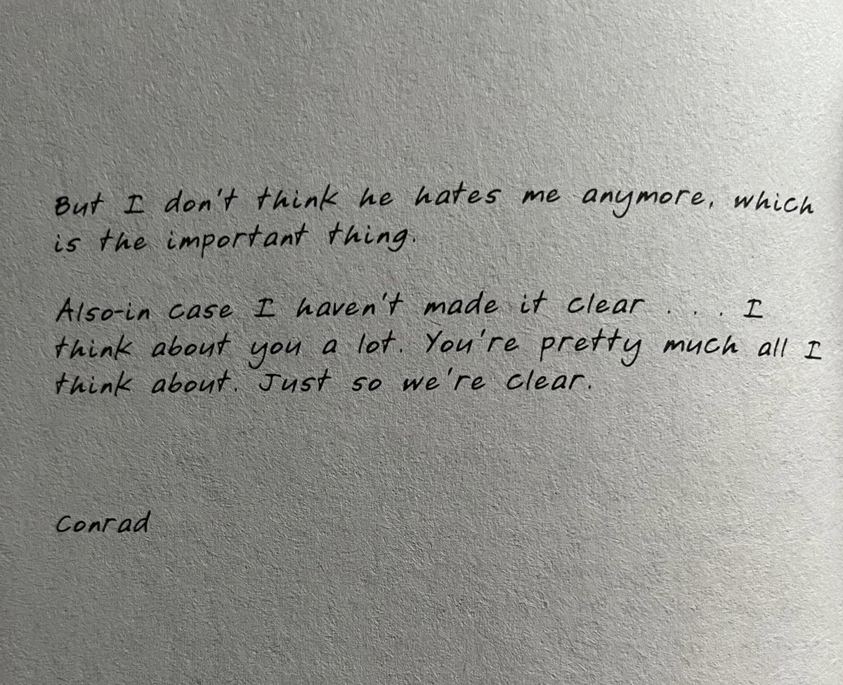 bellysinfinite's tweet photo. “i think about you a lot. you’re pretty much all i think about. just so we’re clear” - conrad https://t.co/FX6loIPm0K