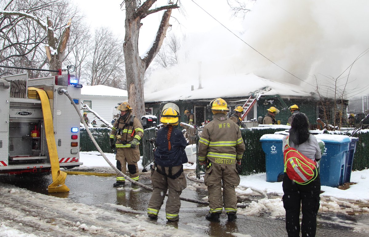 JeffAtCourier's tweet photo. Waterloo firefighters on the scene of a house fire in the 1600 block of W Second St.  Man and his dog escaped the blaze. https://t.co/dzJ2eE9GYS