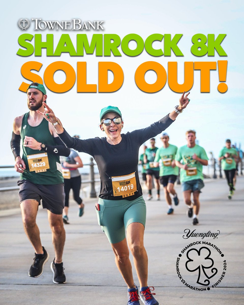 The TowneBank Shamrock 8K is officially sold out but there are a handful of Dolphin Challenge spots up for grabs (8K on Saturday and the Anthem Shamrock Half Marathon on Sunday). Double the fun and an extra medal!

Grab a 🐬spot: bit.ly/3VpGekv