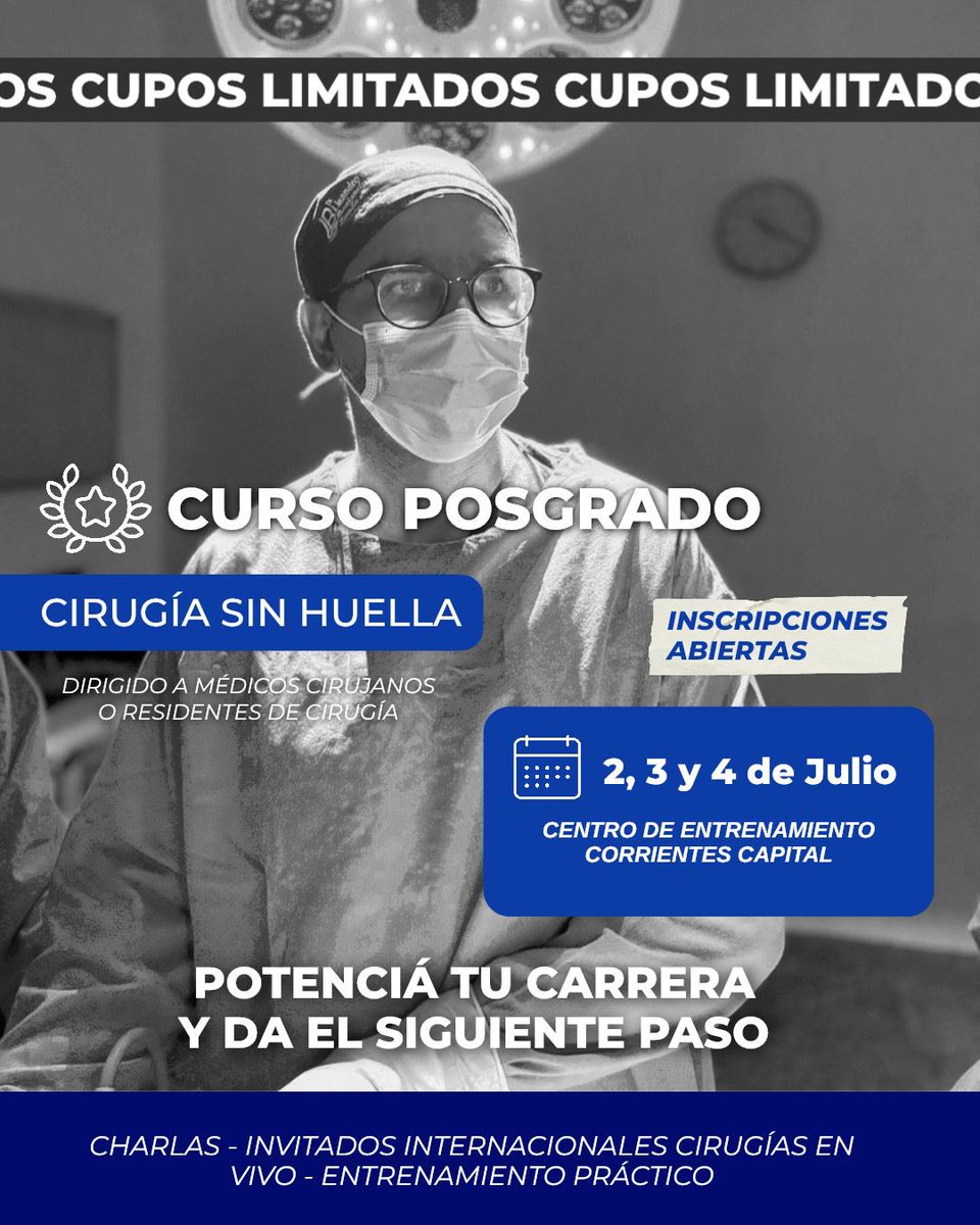 lisandro_zenon's tweet photo. 🔹 Potenciá tu carrera en cirugía mini invasiva 🔹

🗓️ Cupos limitados – ¡No te quedes afuera!

🔗 Inscribite ahora y marcá la diferencia en tu futuro profesional.

Para registros o consultas del curso: 

📱 https://t.co/eLPahvt16u
✉️ cencil.corrientes@gmail.com https://t.co/gZjz7KszbZ