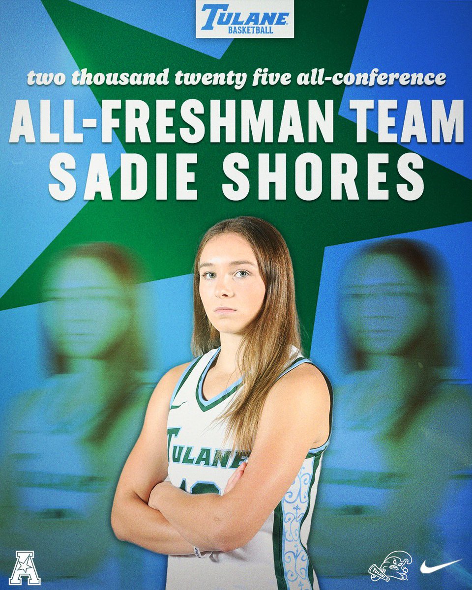𝐃𝐨𝐮𝐛𝐥𝐞 𝐭𝐫𝐨𝐮𝐛𝐥𝐞🙌 

Sadie Shores has been named to the AAC All-Freshman team!

#RollWave🌊