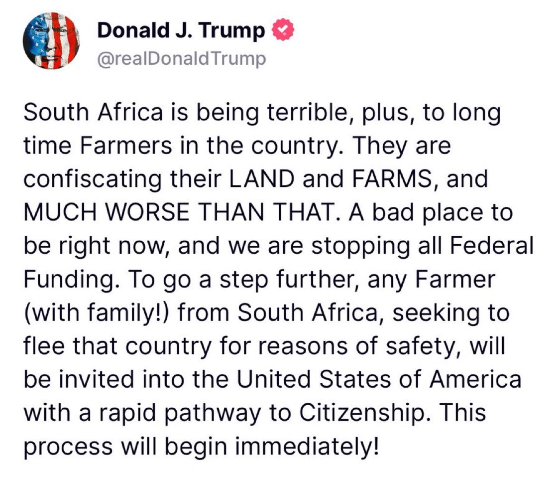 While I am in full support of helping the Boers, settlers who established agricultural civilization in South Africa 400 years ago, it is not enough. America should use the CIA and military force to impose regime change in SA. Afrocentric Communism is conducting White genocide.