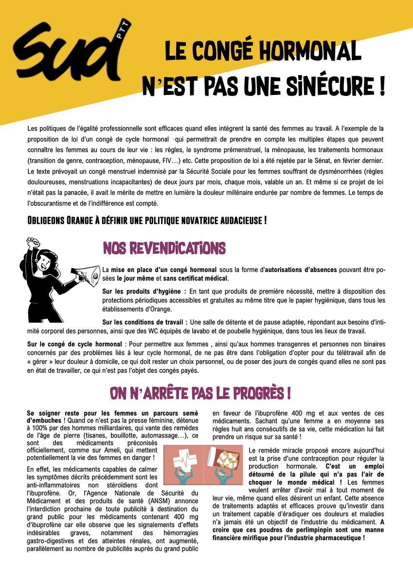 Le tract complet disponible sur :
sudptt.org/Le-conge-hormo…