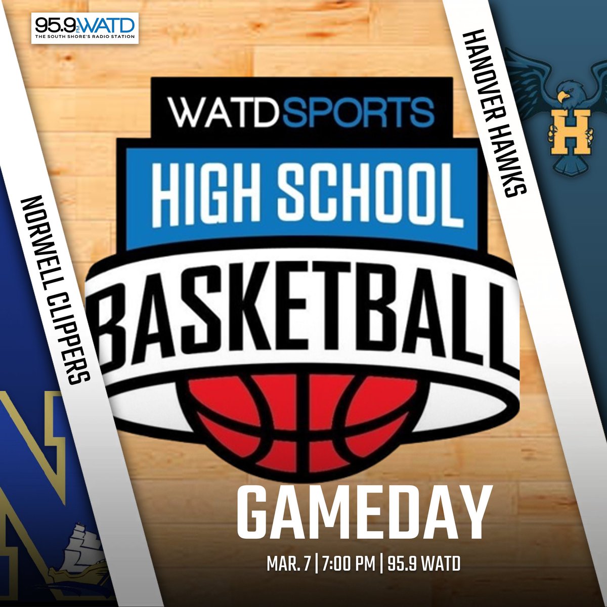 WATD Sports (@seonwatd) on Twitter photo GAMEDAY!
Elite 8 doubleheader on tap!
🔹 <a href="/girlsnhshoops/">Norwell Girls Basketball</a> vs <a href="/Fontbonnehoop/">Fontbonne Basketball</a>
🔹 <a href="/ClipperAD/">Norwell HS Athletics</a> vs <a href="/han_athletics/">Hanover HS Athletics</a>
🕖 5:30 PM
📻 95.9 WATD
💻 959watd.com GAMEDAY!
Elite 8 doubleheader on tap!
🔹 <a href="/girlsnhshoops/">Norwell Girls Basketball</a> vs <a href="/Fontbonnehoop/">Fontbonne Basketball</a>
🔹 <a href="/ClipperAD/">Norwell HS Athletics</a> vs <a href="/han_athletics/">Hanover HS Athletics</a>
🕖 5:30 PM
📻 95.9 WATD
💻 959watd.com