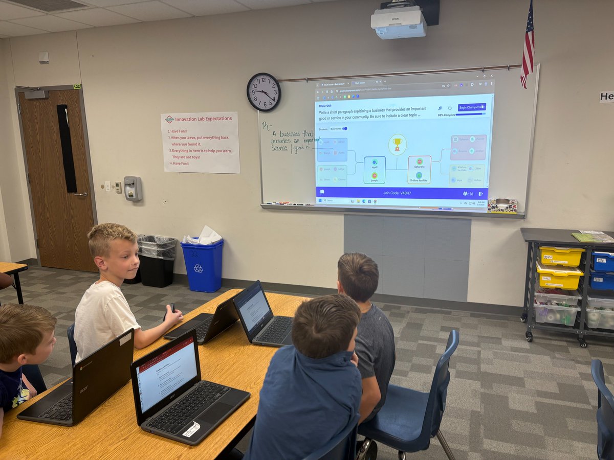 Modeling <a href="/myshortanswer/">Short Answer</a> today for Ms. Johnson in 3rd grade at <a href="/VaughnElemFISD/">Vaughn Elementary</a>! We played a game mode that has a March Madness style bracket so students can vote on who has the best shrot answer responses! #FISDelevates