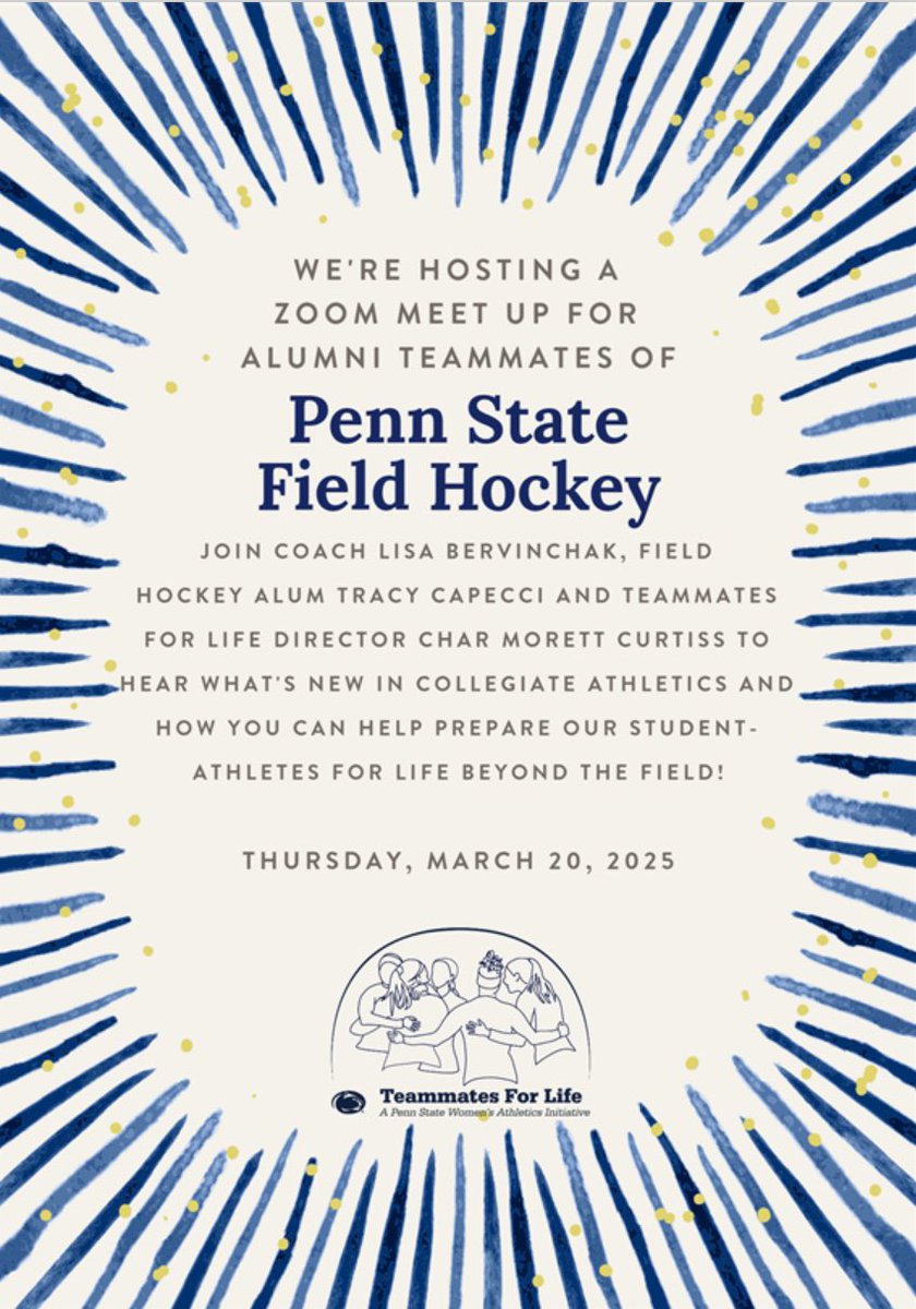 Can’t wait to get all of our <a href="/PennStateFH/">Penn State Field Hockey</a> alums together for a Zoom Meet Up! Here’s the link to register: greenvelope.com/card/.public-5…