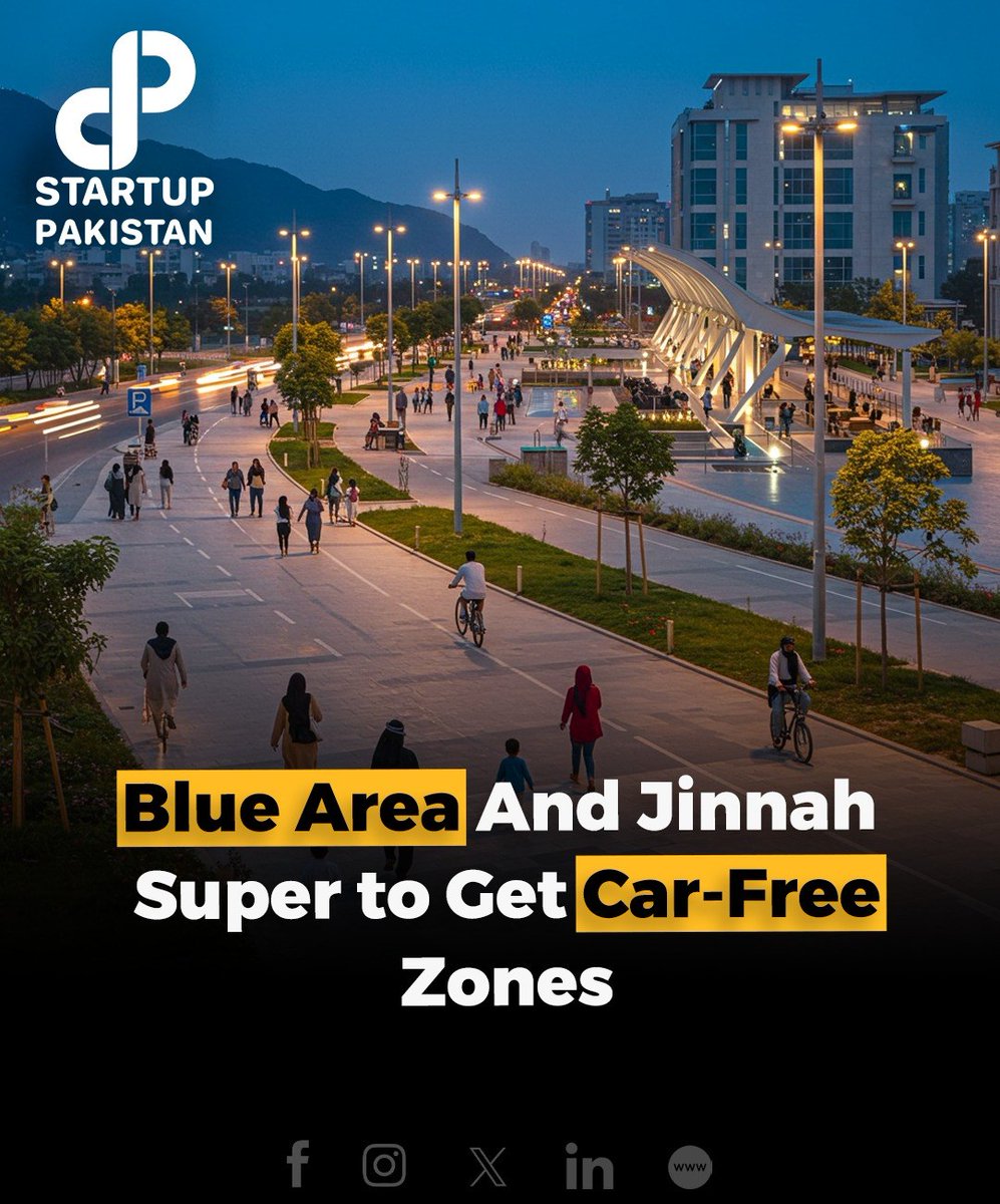PakStartup's tweet photo. Islamabad is set to create car-free zones in Blue Area and Jinnah Super Market.
#Islamabad #BlueArea #PedestrianZones #CDA #CarFree https://t.co/yTmzGrD4BW