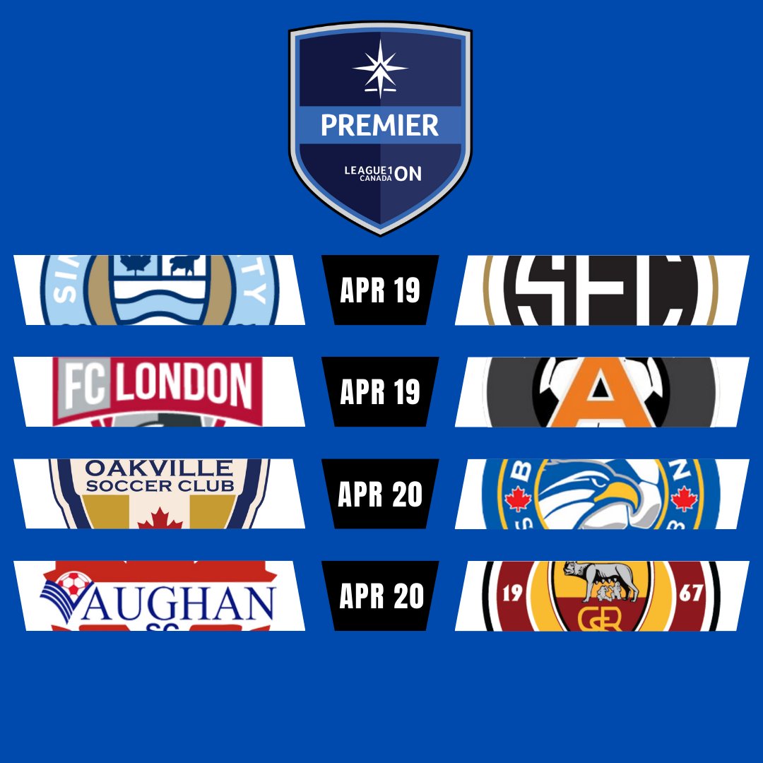 OntarioPLSoccer's tweet photo. Ready to rumble? 💪

🔟 men's matches are scheduled from April 18 to 20, as the Premier and Championship Divisions return to action.

#L1ONSteppingUp https://t.co/VnoShw0AVq
