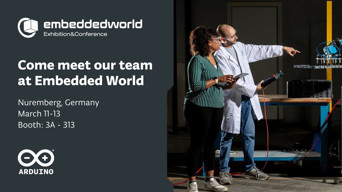 RSDesignSpark's tweet image. Excited for Embedded World 2025 next week! 
Visit @arduino at Booth 3A-313 for AI demos and meet Stephanie from DesignSpark. 
Let's innovate together! 

👉 weare.rs/3X8CbcA

#EmbeddedWorld2025 #Arduino #Innovatio