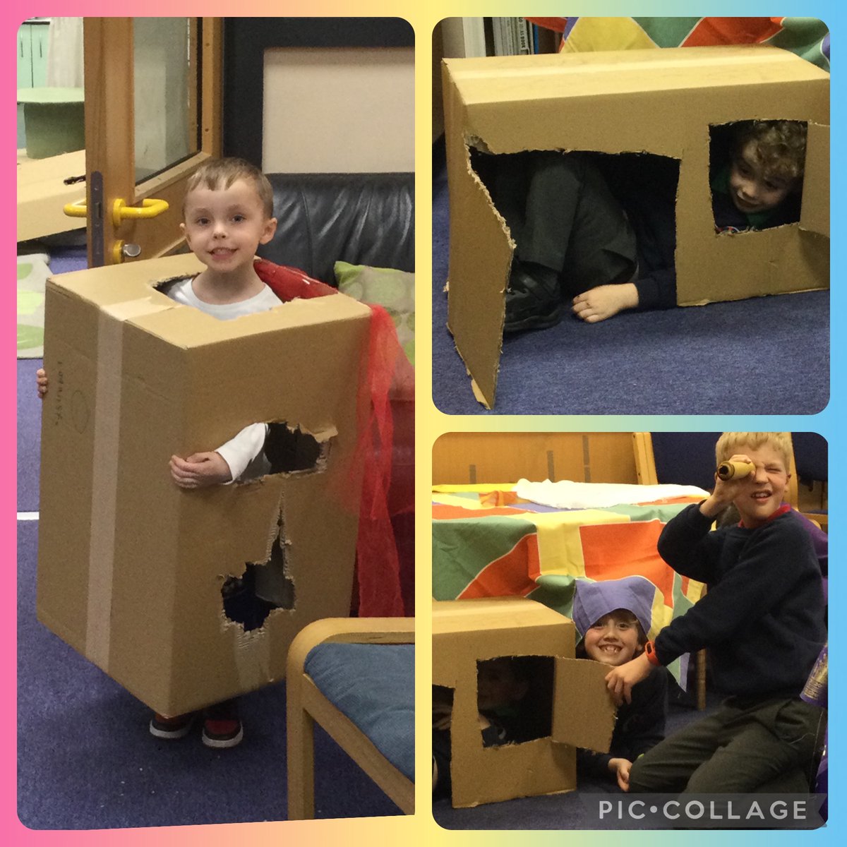 Imagination Day:
The day we have no toys, the children are provided with boxes, materials, pens, and their imagination.
The children have had an amazing night. 10 out of 10.
“should we have another imagination day?” all children shouted yes in unison.