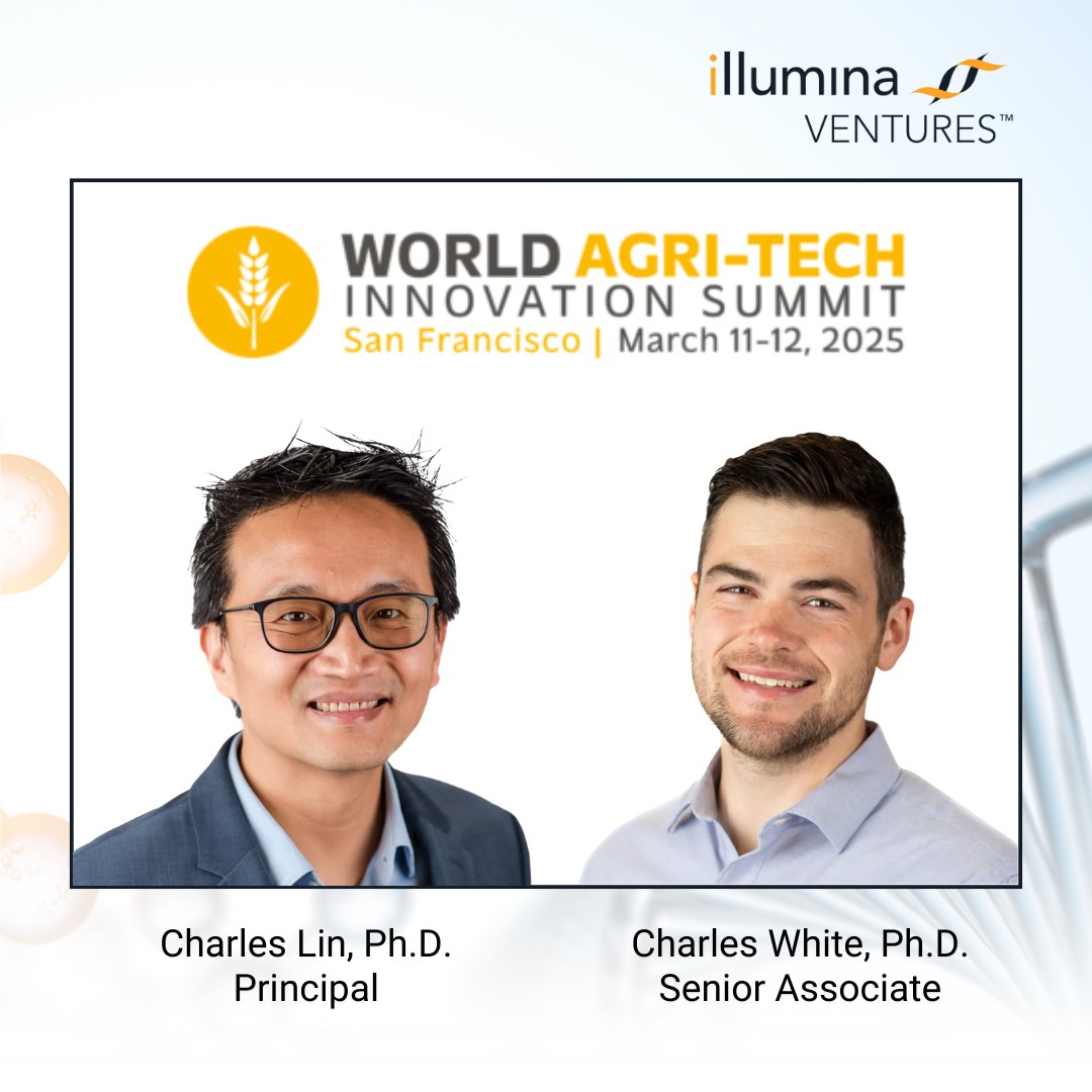 Illumina Ventures (@illuminaventure) on Twitter photo Charles Lin, PhD, & Charles White, PhD, will be at <a href="/WorldAgriTech/">World Agri-Tech</a> in San Francisco on 3/11-12! Excited to connect with agtech leaders driving innovation. #WorldAgriTech
Learn more: worldagritechusa.com Charles Lin, PhD, & Charles White, PhD, will be at <a href="/WorldAgriTech/">World Agri-Tech</a> in San Francisco on 3/11-12! Excited to connect with agtech leaders driving innovation. #WorldAgriTech
Learn more: worldagritechusa.com