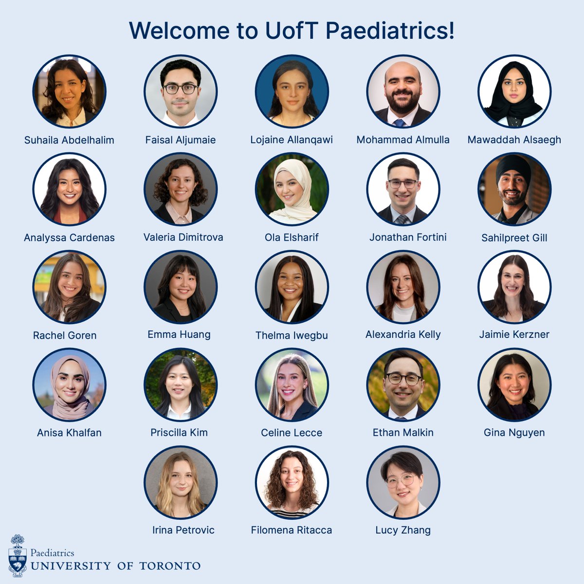 UofTPaedsRes's tweet image. We are beyond excited to introduce (most of) our newest cohort of incoming PGY1 paediatric residents! The future of paediatrics is certainly in good hands!!
Welcome to the UofT Paeds family 🫶🏼 we can't wait to meet you all in July!