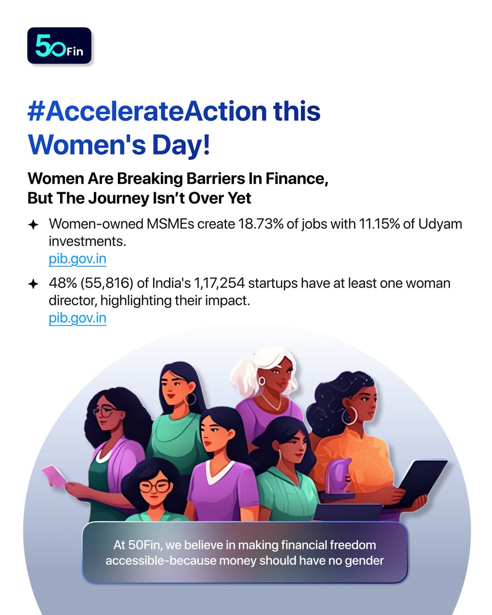 50fintech's tweet photo. 🌸 This International Women’s Day, let’s #AccelerateAction for financial independence and inclusion!
Women are breaking barriers in finance, but the journey isn’t over yet. 

Tag a woman who inspires you! 💙 #IWD2025 #50Fin #WomenInFinance #FinancialFreedomForAll https://t.co/dHmP1odRSp