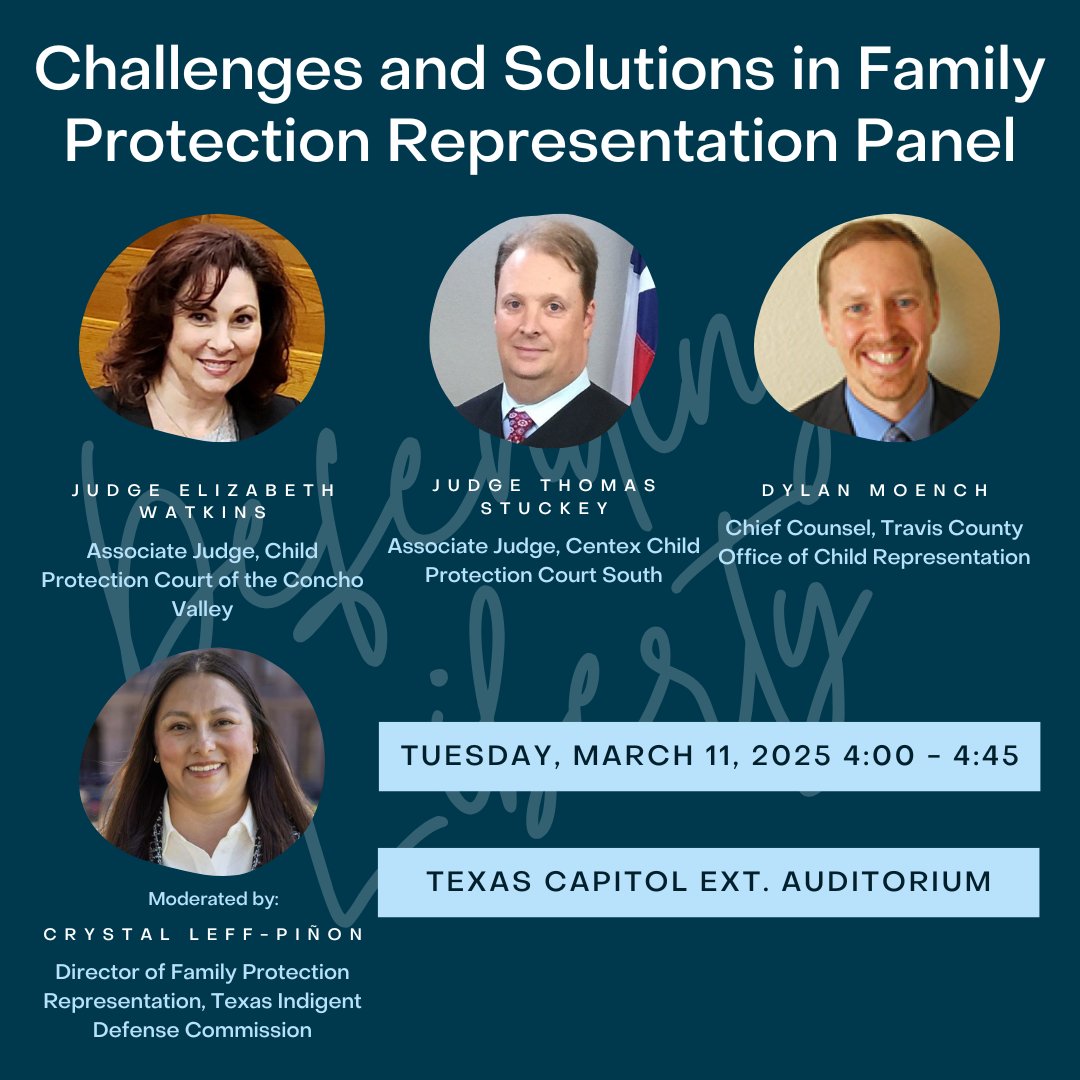 Please join us on Tuesday 3/11 at the Capitol Extension Auditorium for engaging discussions about what state and local leaders are doing to address the public defense challenges of Texas. #TXLege
(1/2)